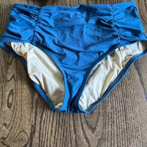 J.Crew Womens Dark Teal High Waisted Swim Suit Bikini Bottom Size Small Ruched